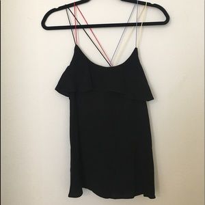 RO&DE black shirt with colorful spaghetti straps
